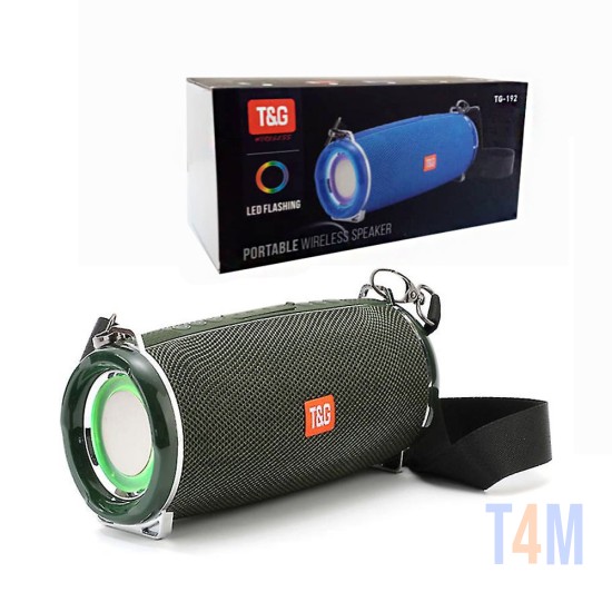 COLUNA DE SOM SEM FIO T&G TG-192 FM/AUX/USB 10Wx2 VERDE